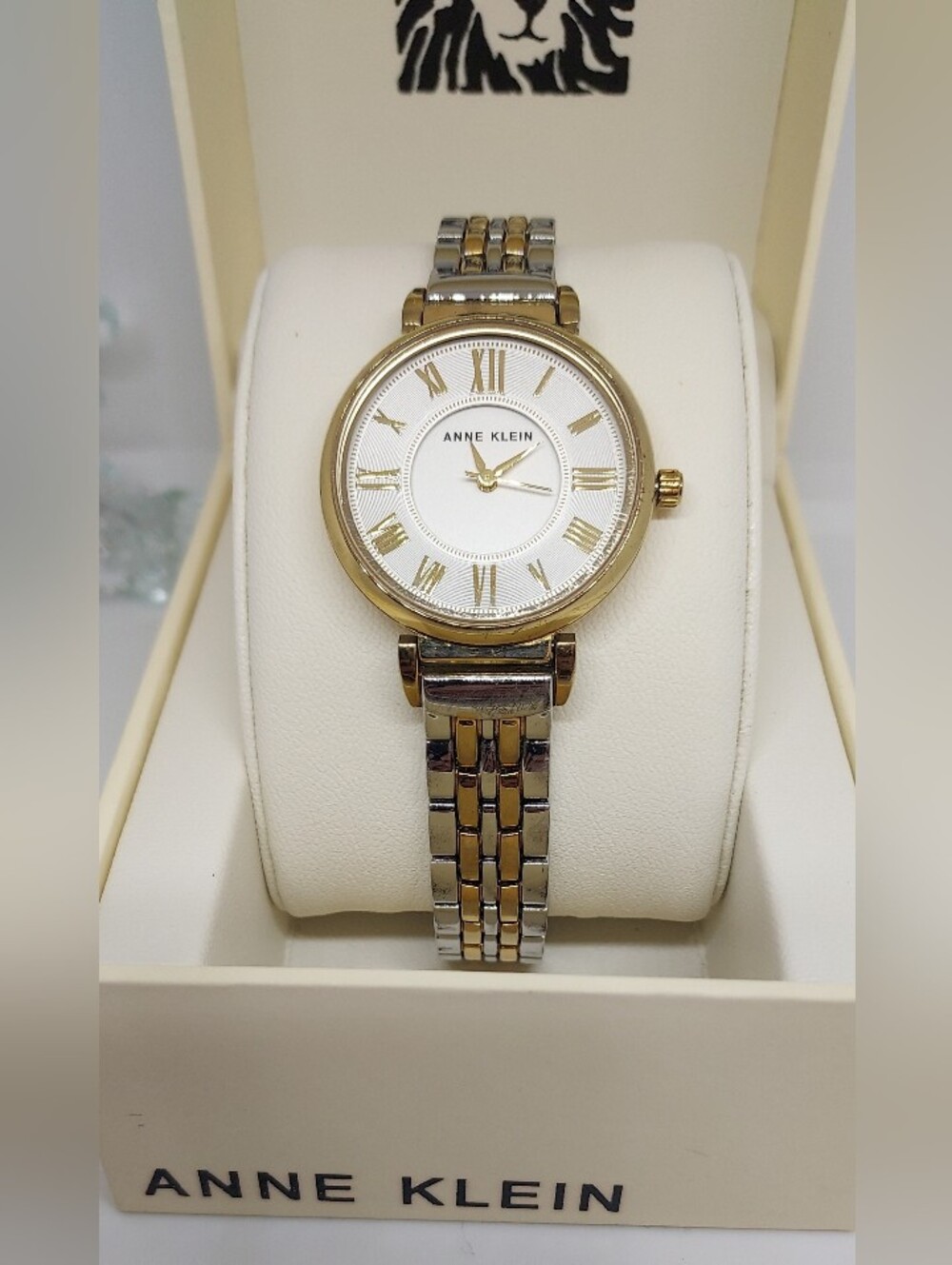 Vintage Anne Klein Two-Tone Gold & Silver Roman Numeral Bracelet Watch - Picture 2 of 12